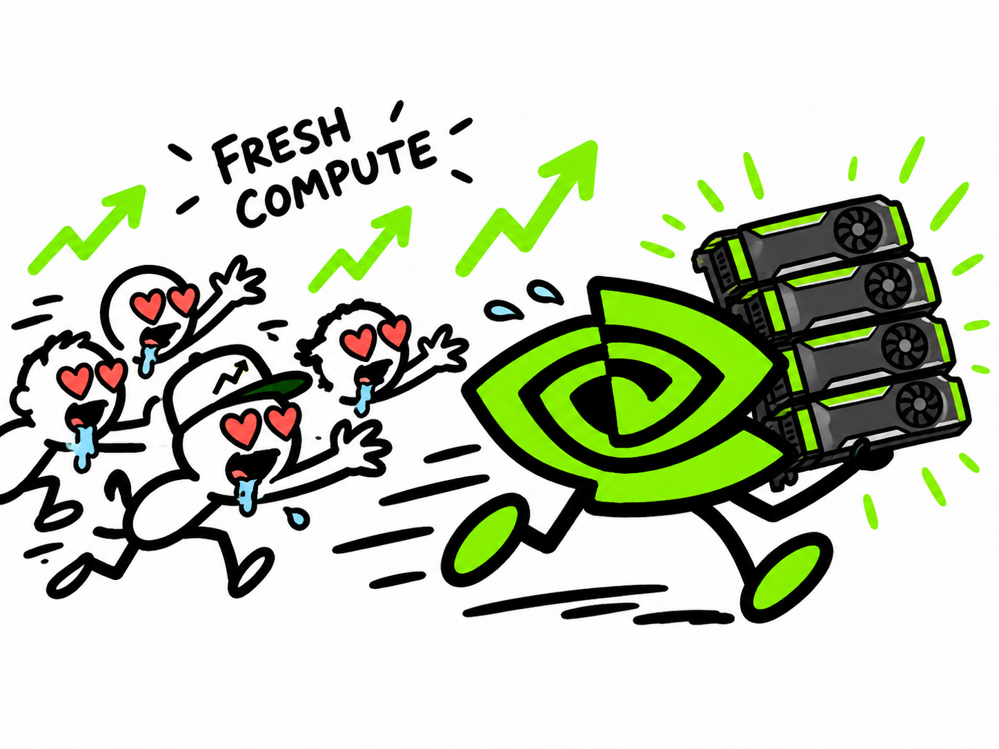 Fans chasing the mascot carrying fresh compute