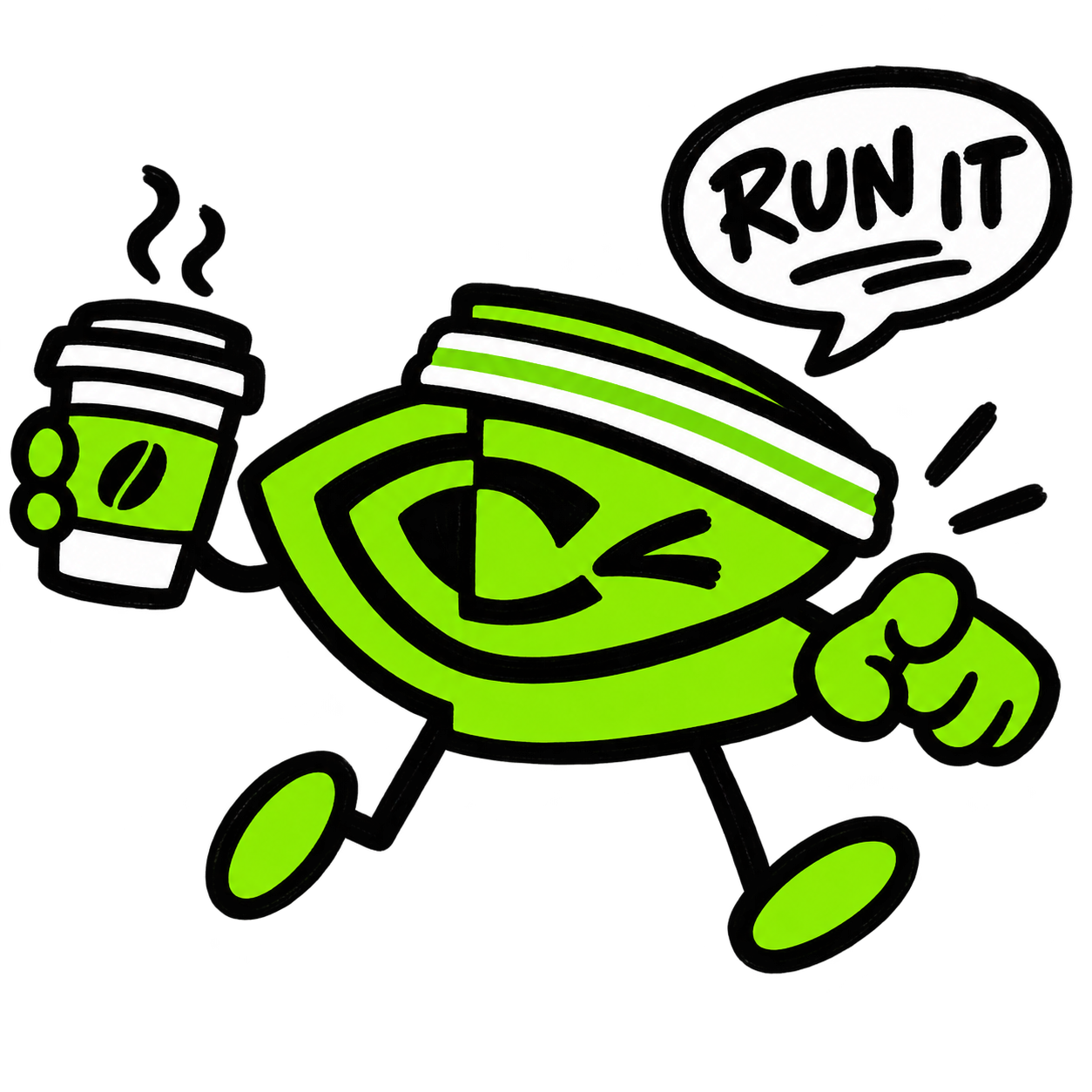 Fresh compute running mascot sticker